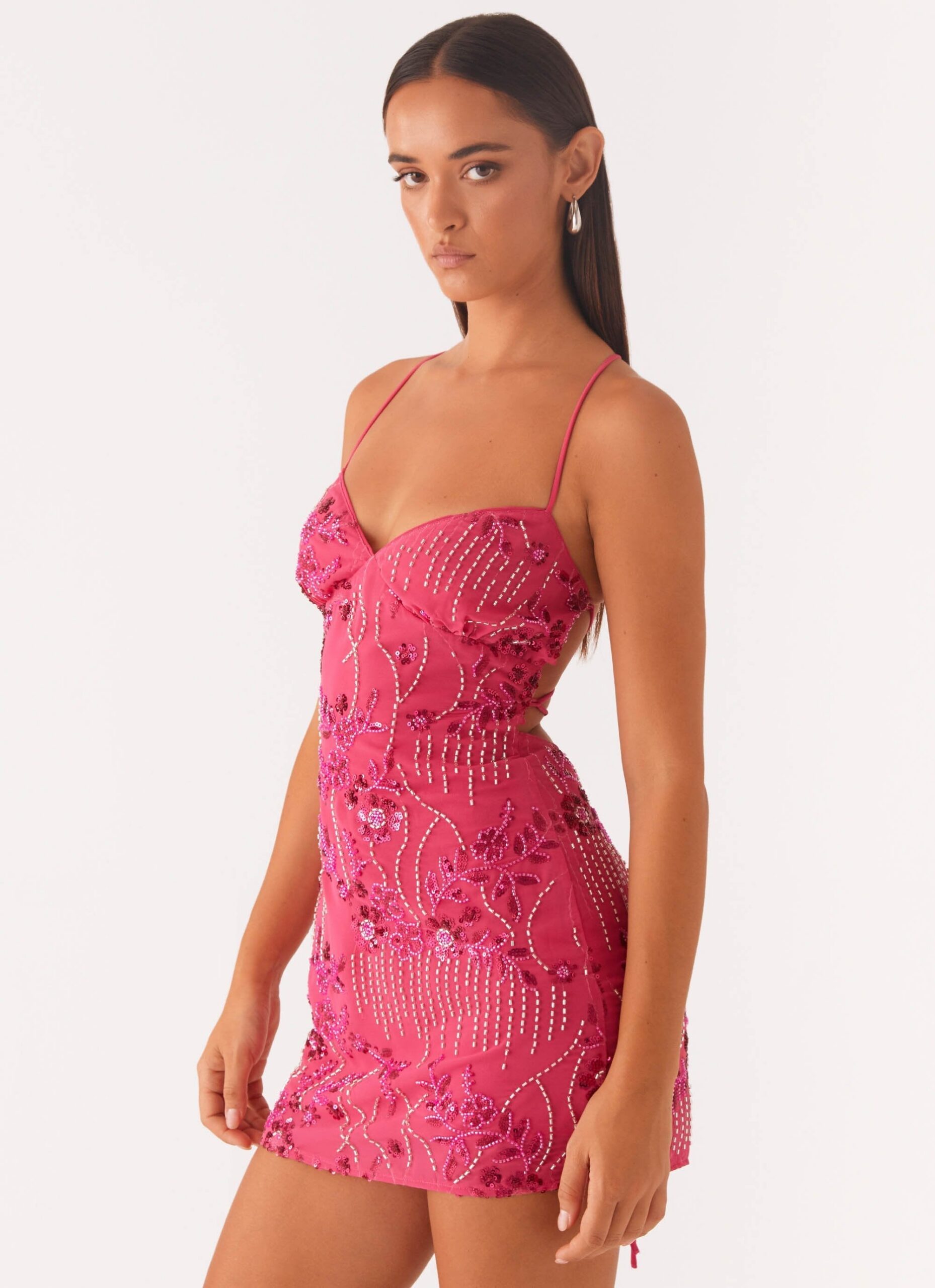 VIETTA SEQUIN CAMI MINI DRESS FUCHSIA PARTY