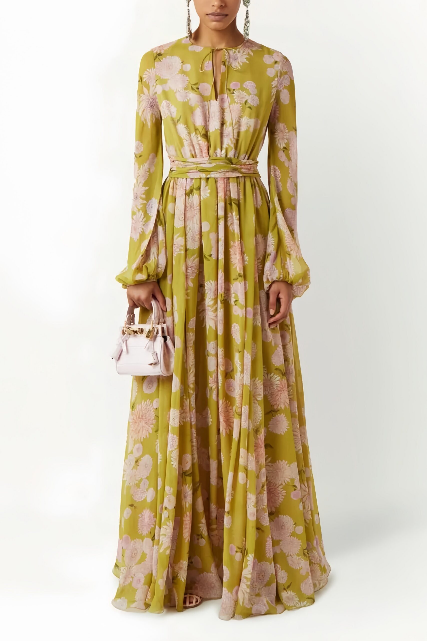 W2406264061-990x SELENA PUFF SLEEVE LACE-UP MAXI DRESS