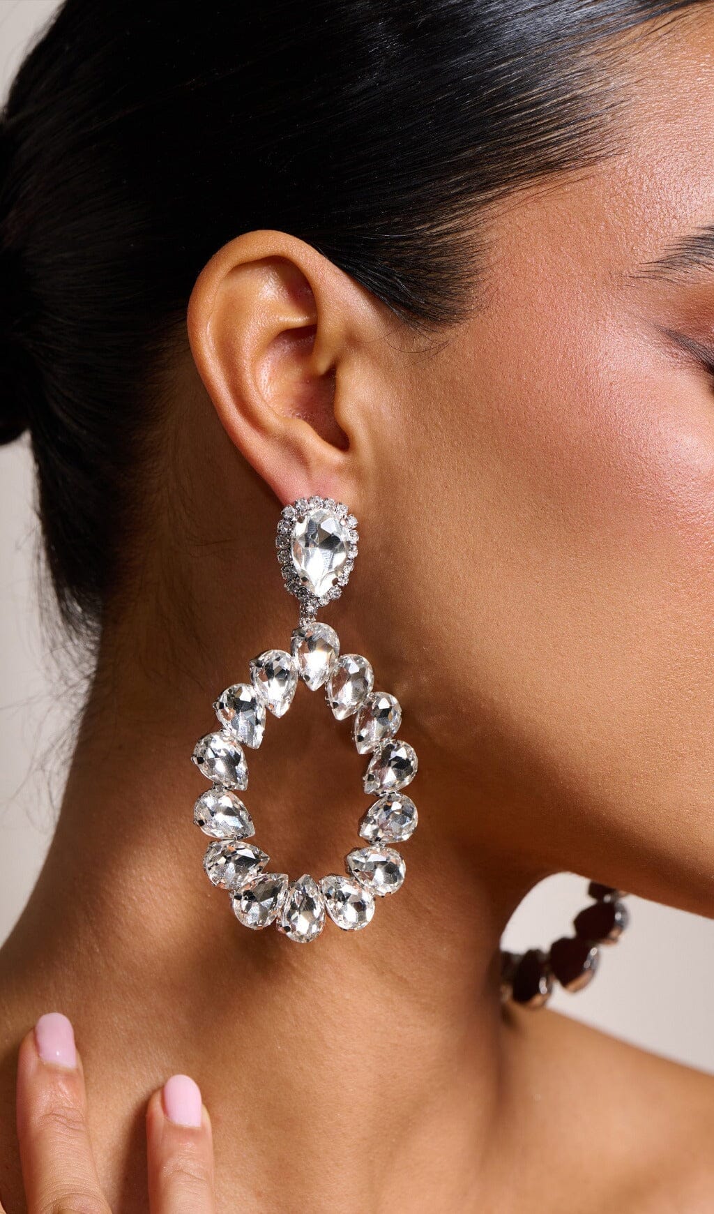 SILVER TEARDROP DIAMANTE EARRINGS FOR EVENTS