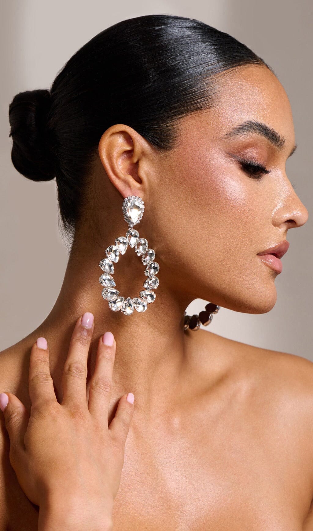 SILVER TEARDROP DIAMANTE EARRINGS FOR EVENTS