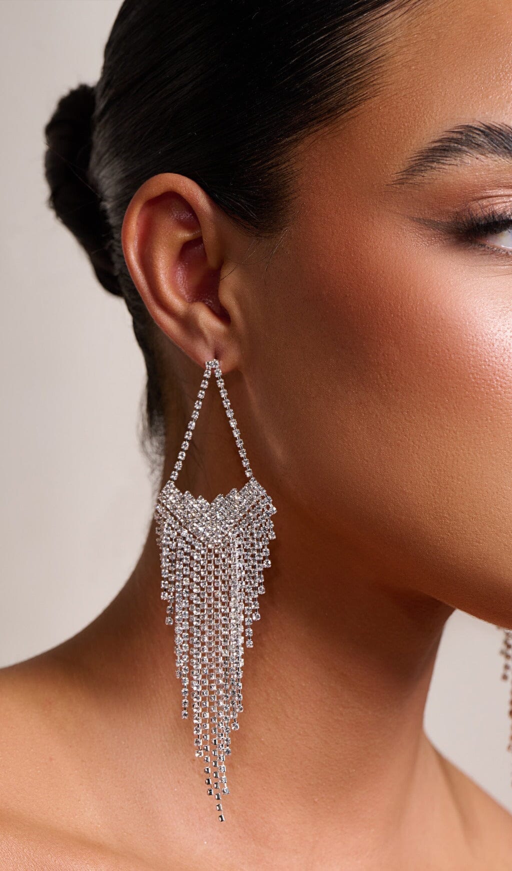 SILVER TEARDROP TASSEL EARRINGS FOR EVENTS