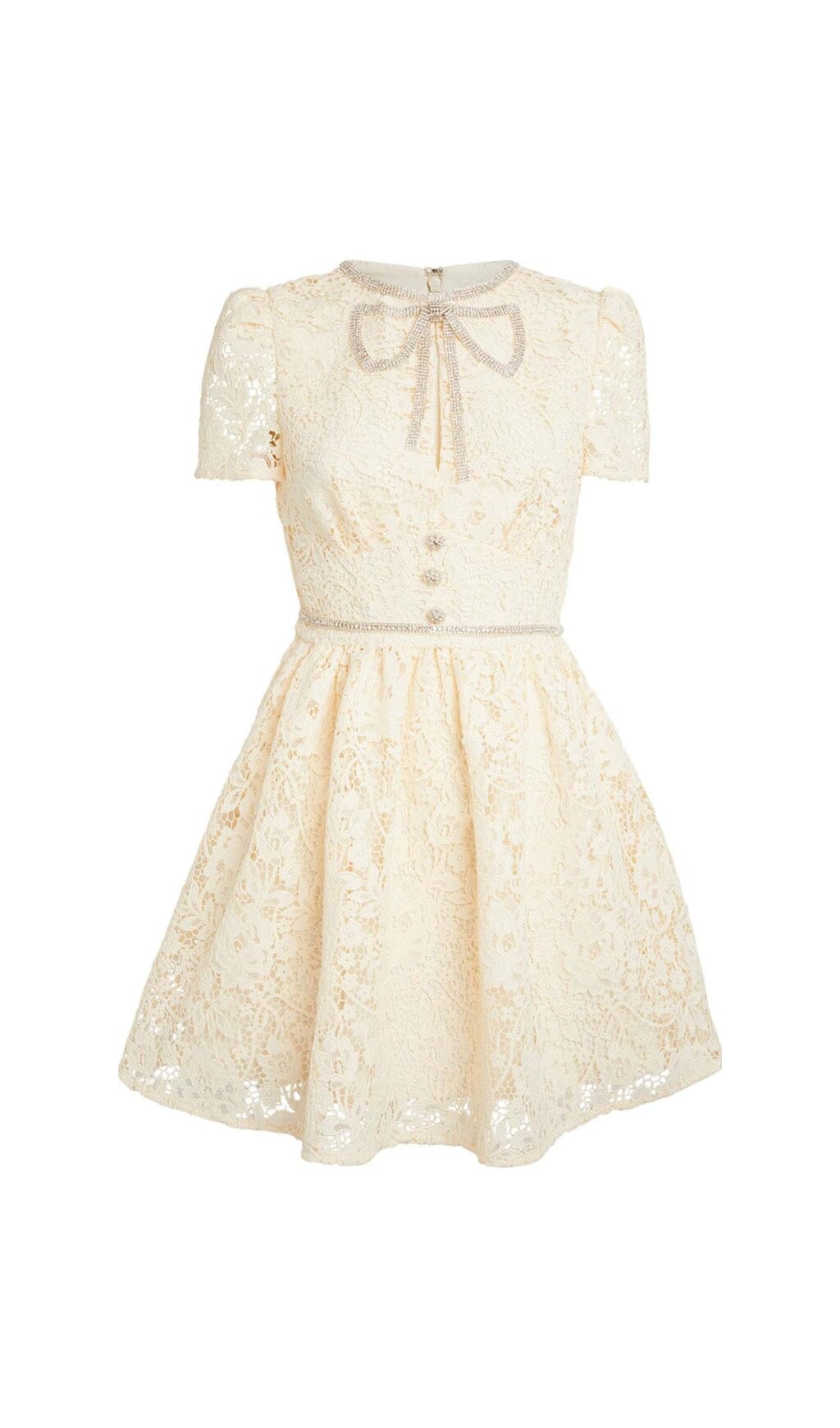 LACE BOW MINI DRESS CREAM YELLOW PARTY