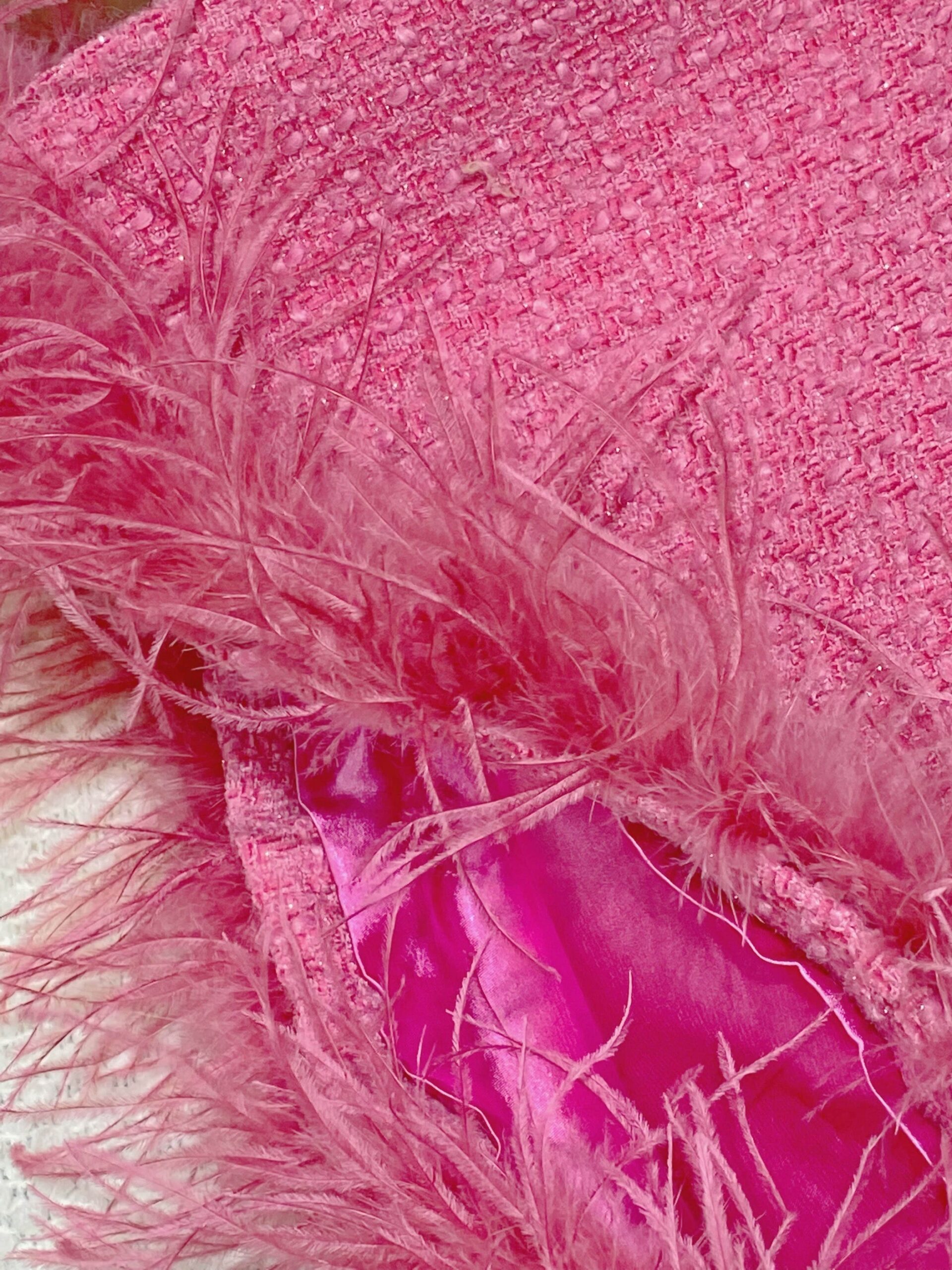 CRYSTAL FEATHER MINI DRESS IN HOT PINK - CUT OUT PARTY