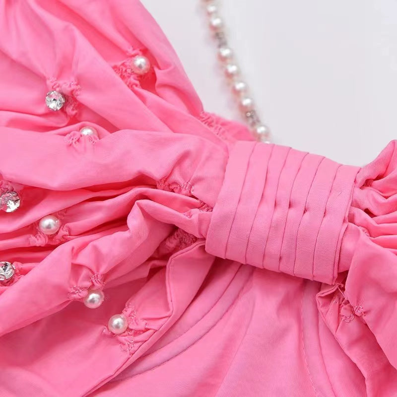 PEARL BOWKNOT MINI DRESS FOR WEDDING GUEST