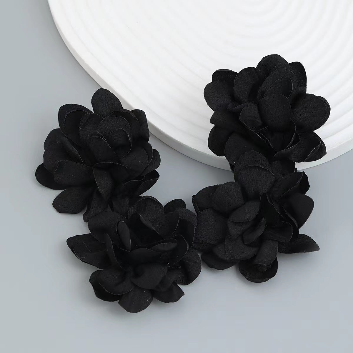 3D FLOWER EARRING - GOLD HOOP FOR WEDDING
