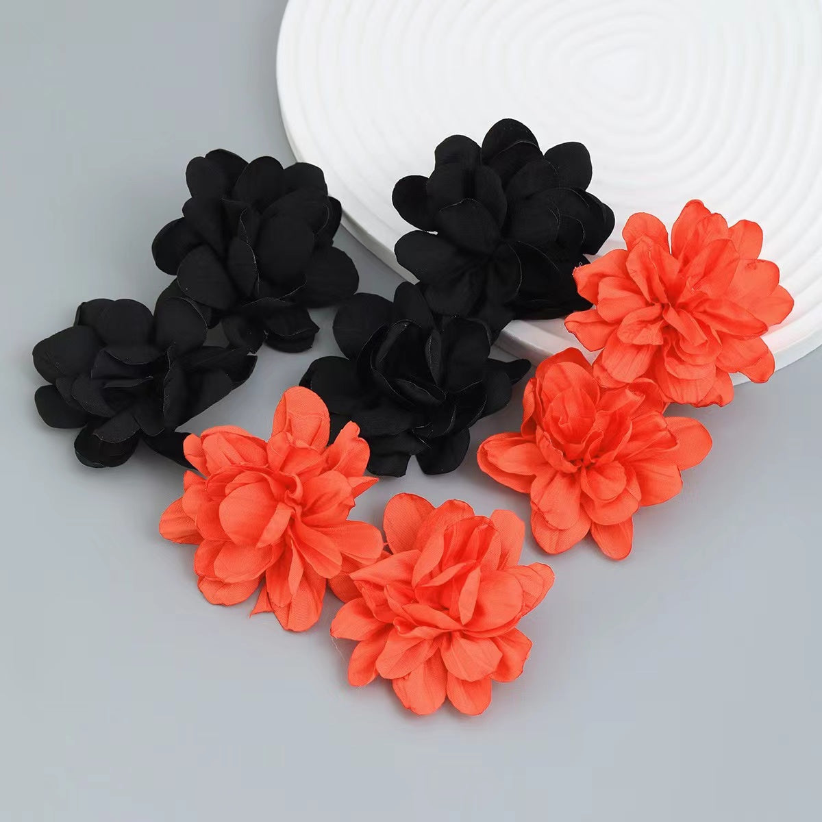 3D FLOWER EARRING - GOLD HOOP FOR WEDDING