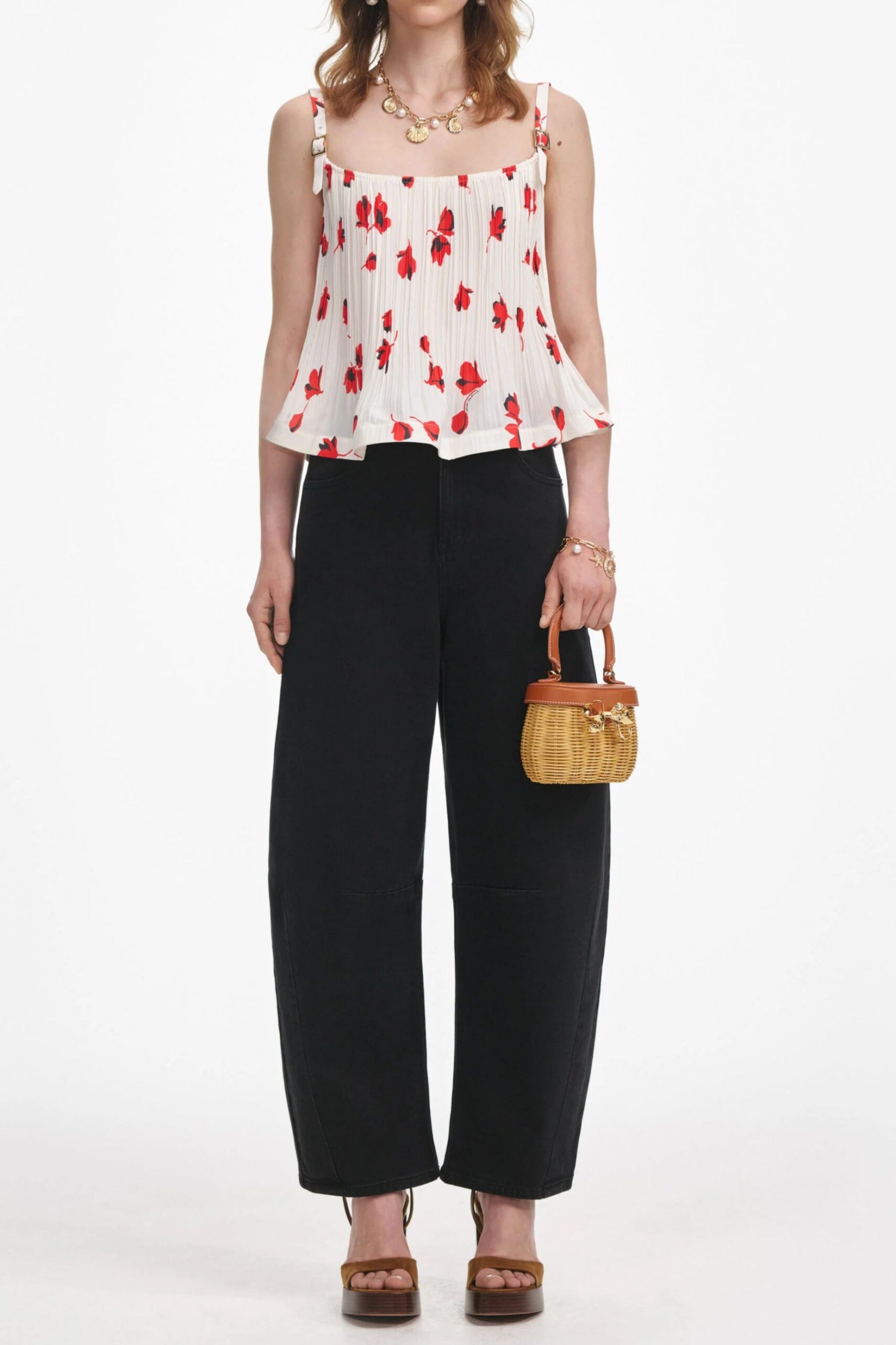 WhiteFloralPlisseTop WHITE PLISSE FLORAL TOP FOR PARTIES