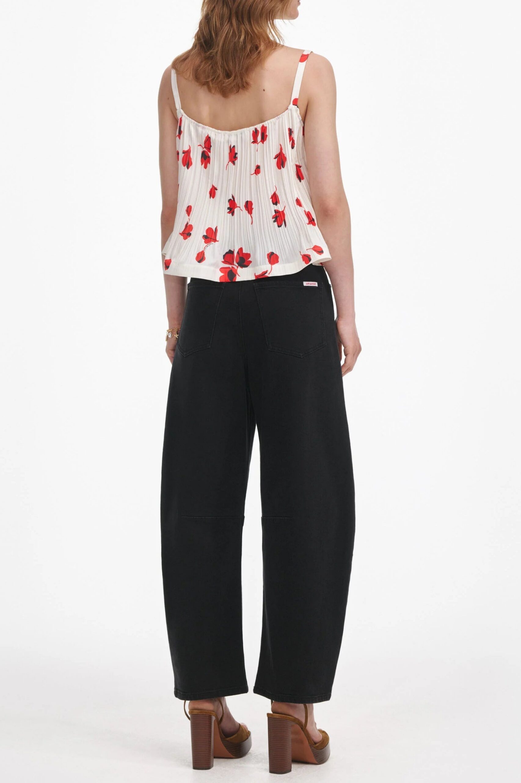 WHITE PLISSE FLORAL TOP FOR PARTIES