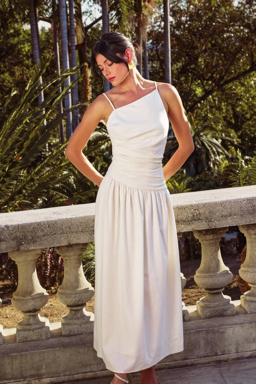 WHITE ONE SHOULDER MAXI DRESS FOR PARTIES