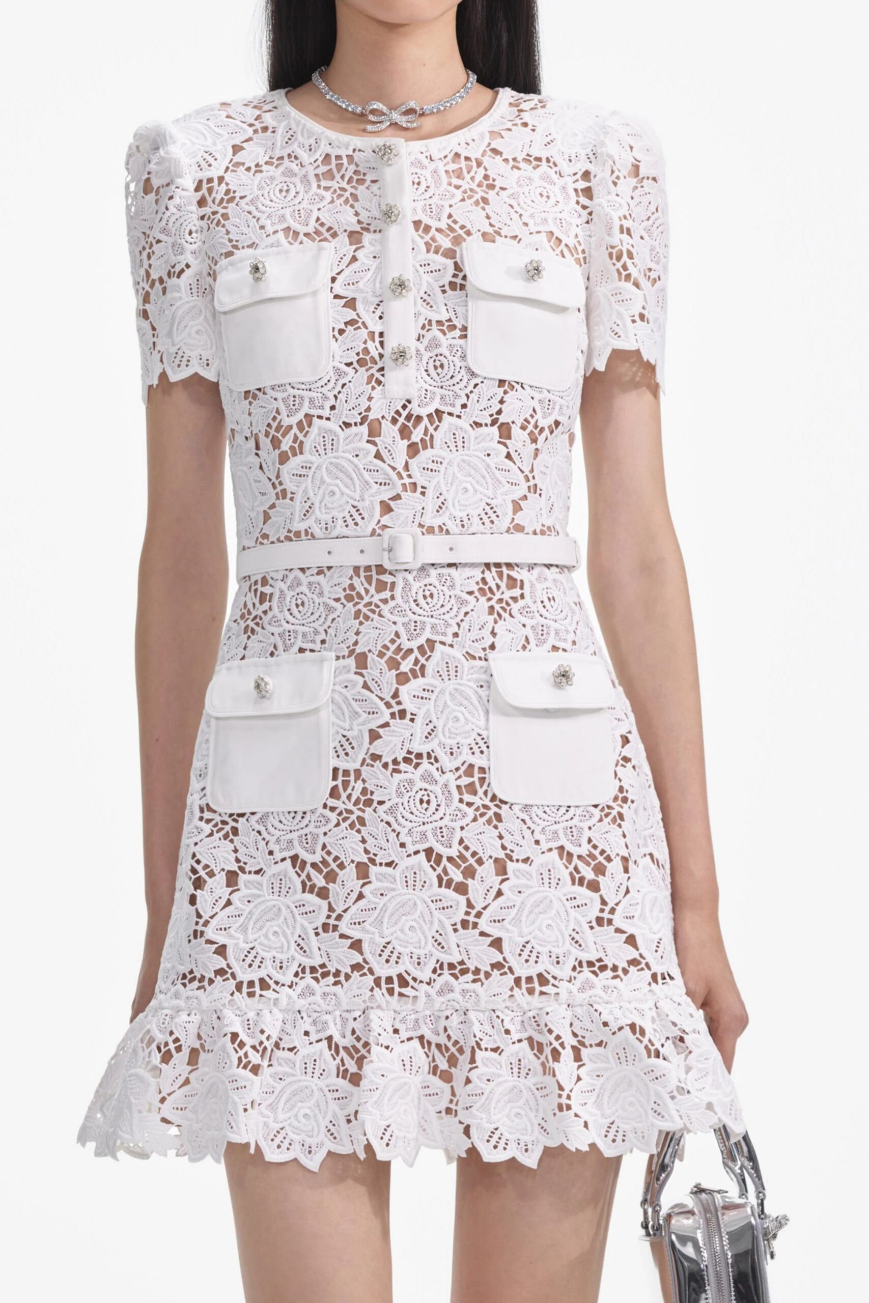 WHITE LACE MINI DRESS FOR PARTY WEDDING GUEST