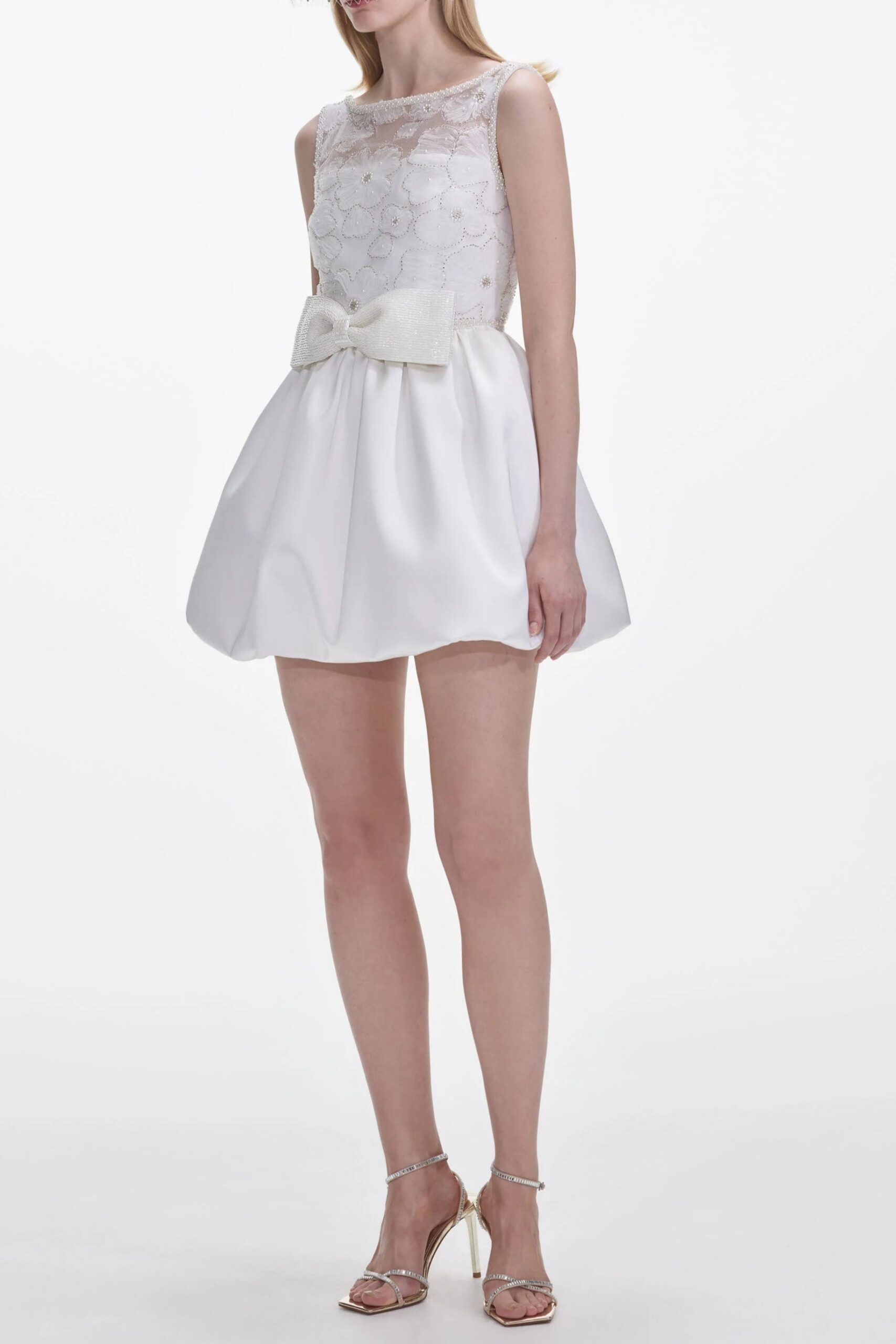 WHITE TULLE MINI DRESS FOR PARTY