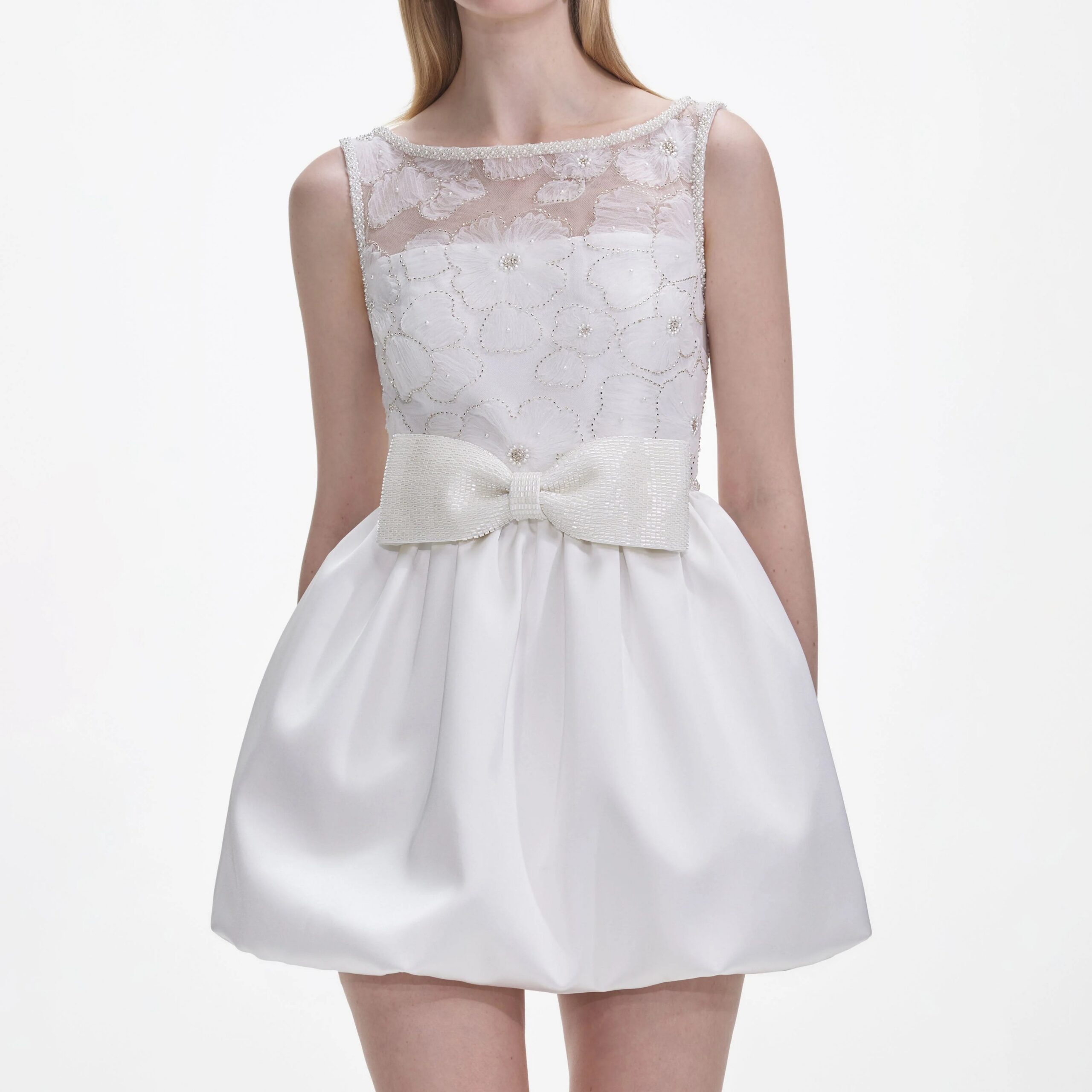 WHITE TULLE MINI DRESS FOR PARTY