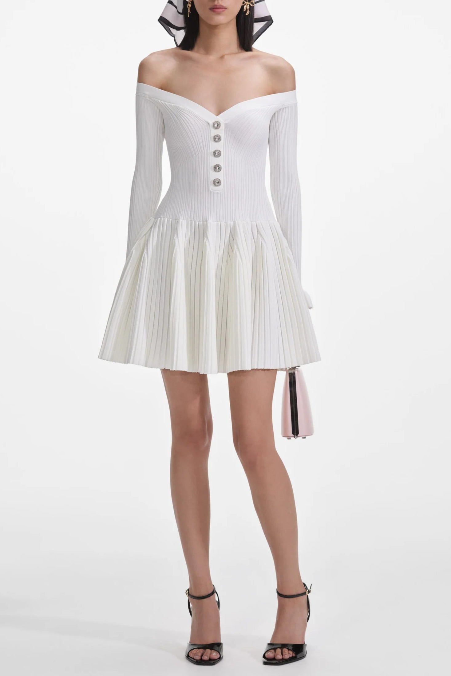 White_Ribbed_Knit_Mini_Dress WHITE RIBBED KNIT MINI DRESS FOR PARTY
