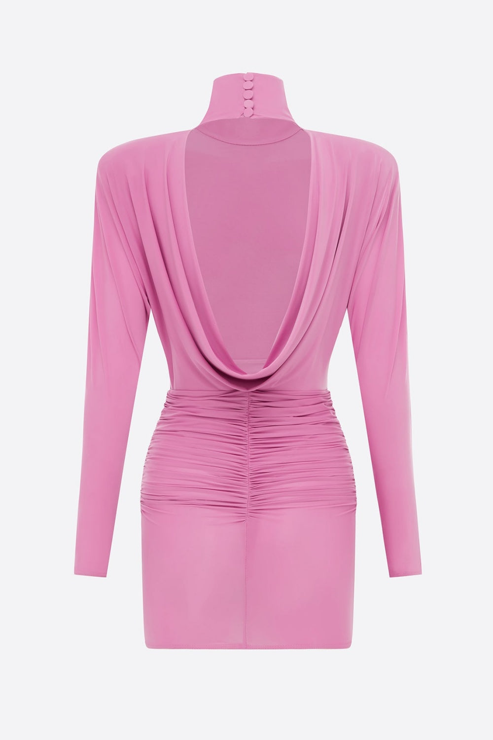 DRAPED BACKLESS MINI DRESS, EVENING PARTY WEAR