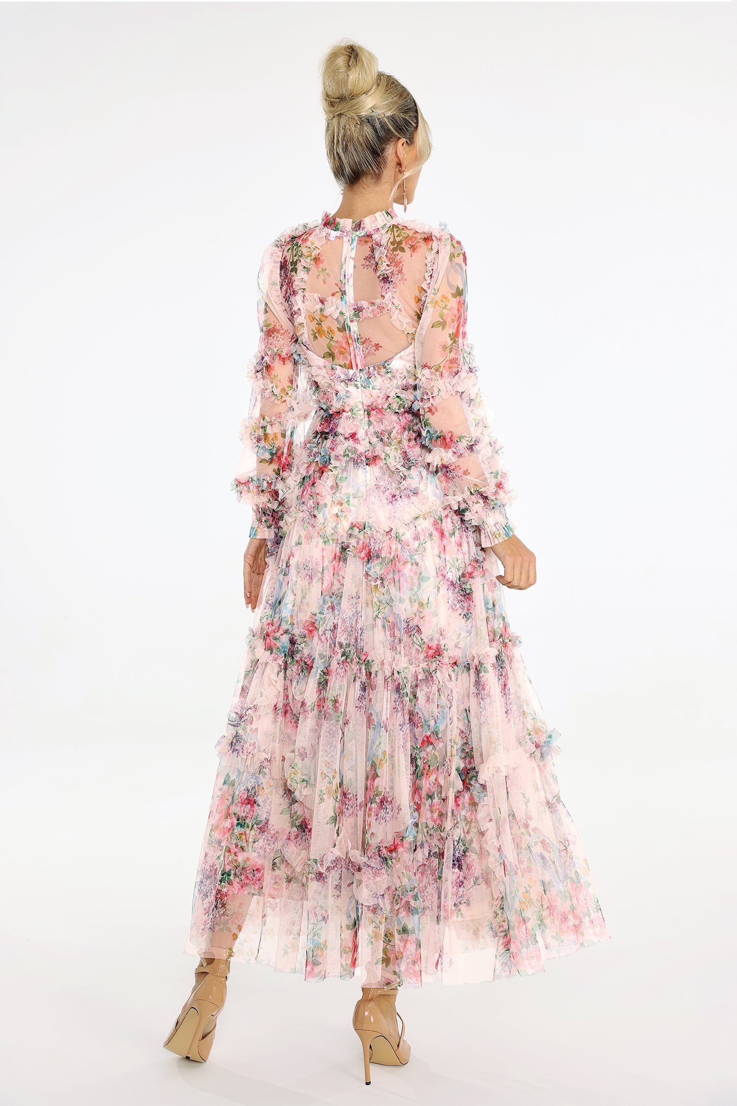 WINONA PRINT MESH MIDI DRESS, BOHO WEDDING GUEST