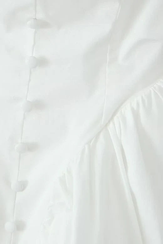 JULIE WHITE FOLDED NECK SLEEVELESS MINI DRESS