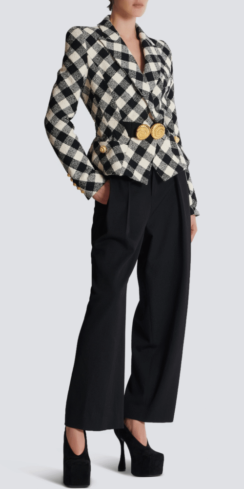 WYATT GINGHAM BUTTON BLAZER WYATT GINGHAM BUTTON BLAZER