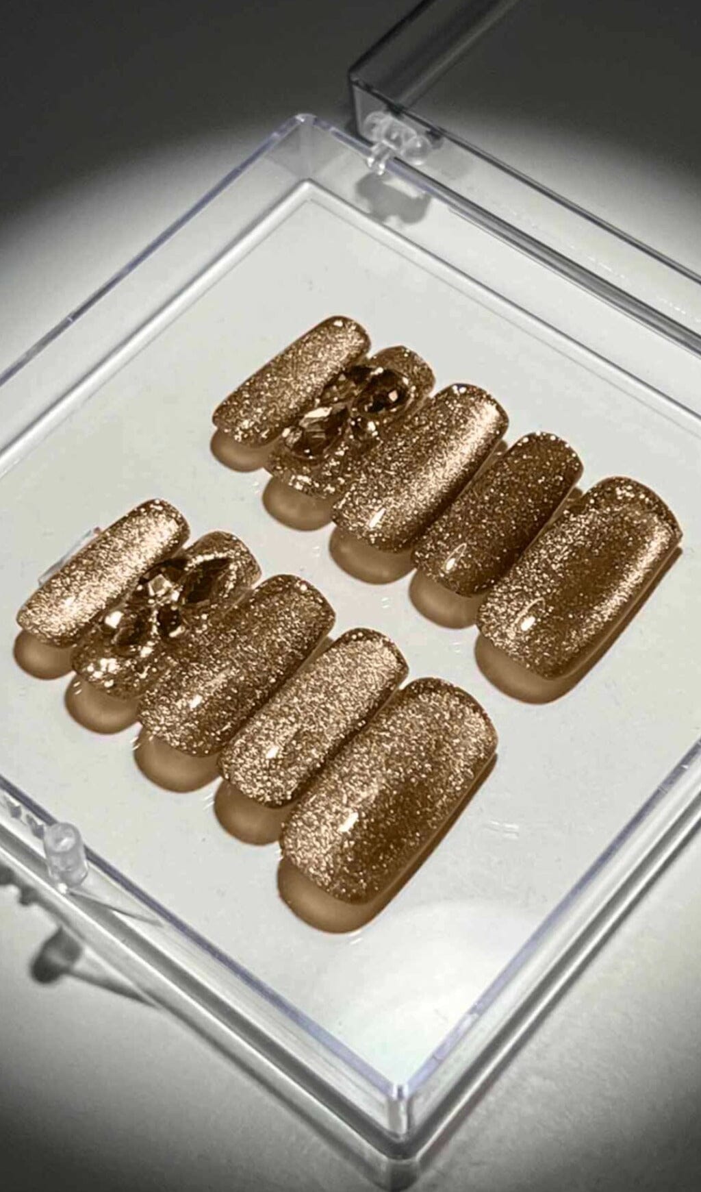 XanthippePressOnNails_2 CUSTOM CAT EYE PRESS ON NAILS, GLAM GOLD PARTY STYLE