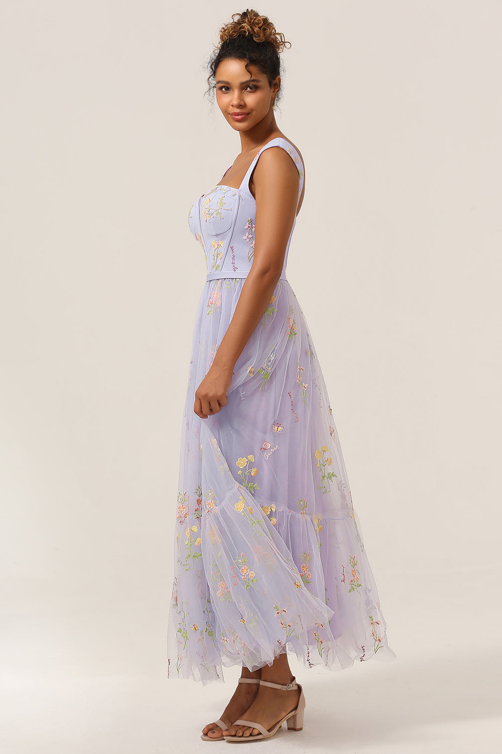 LIGHT PURPLE EMBROIDERED A-LINE SWEETHEART PROM DRESS