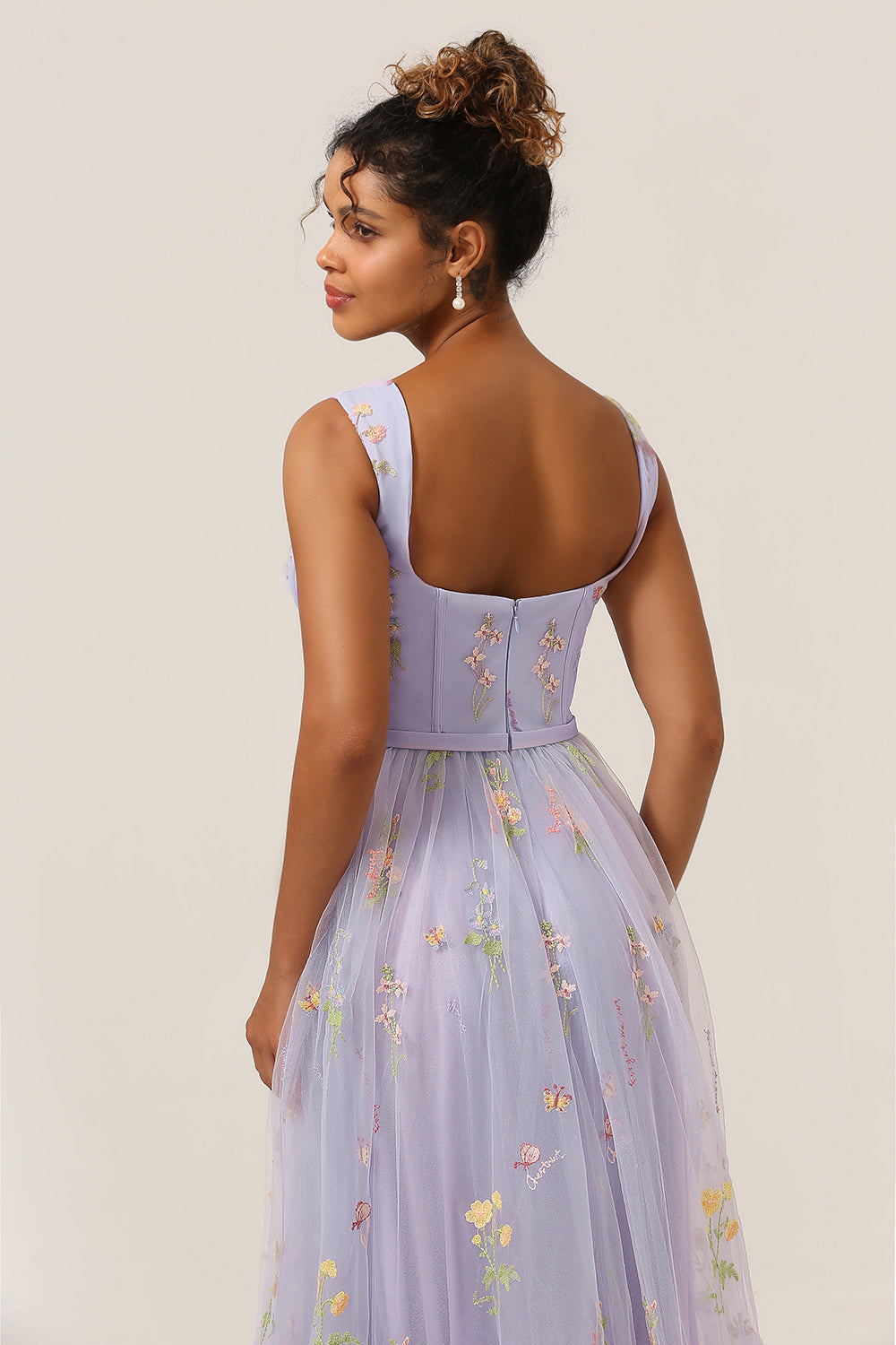 LIGHT PURPLE EMBROIDERED A-LINE SWEETHEART PROM DRESS