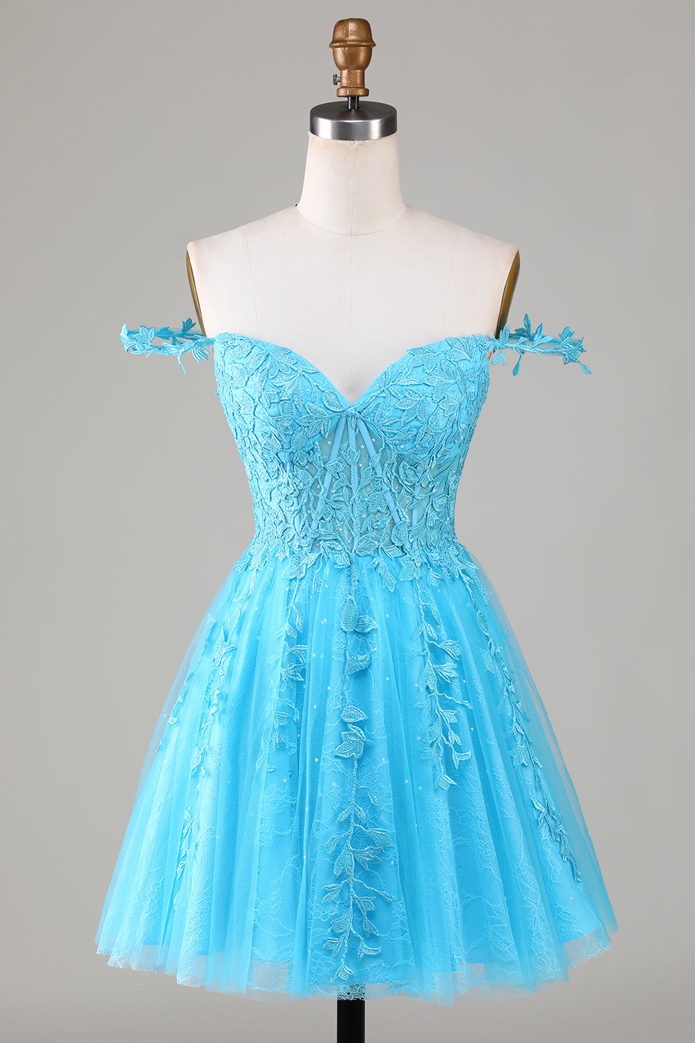 UNIQUE A-LINE MINT HOMECOMING DRESS WITH APPLIQUES