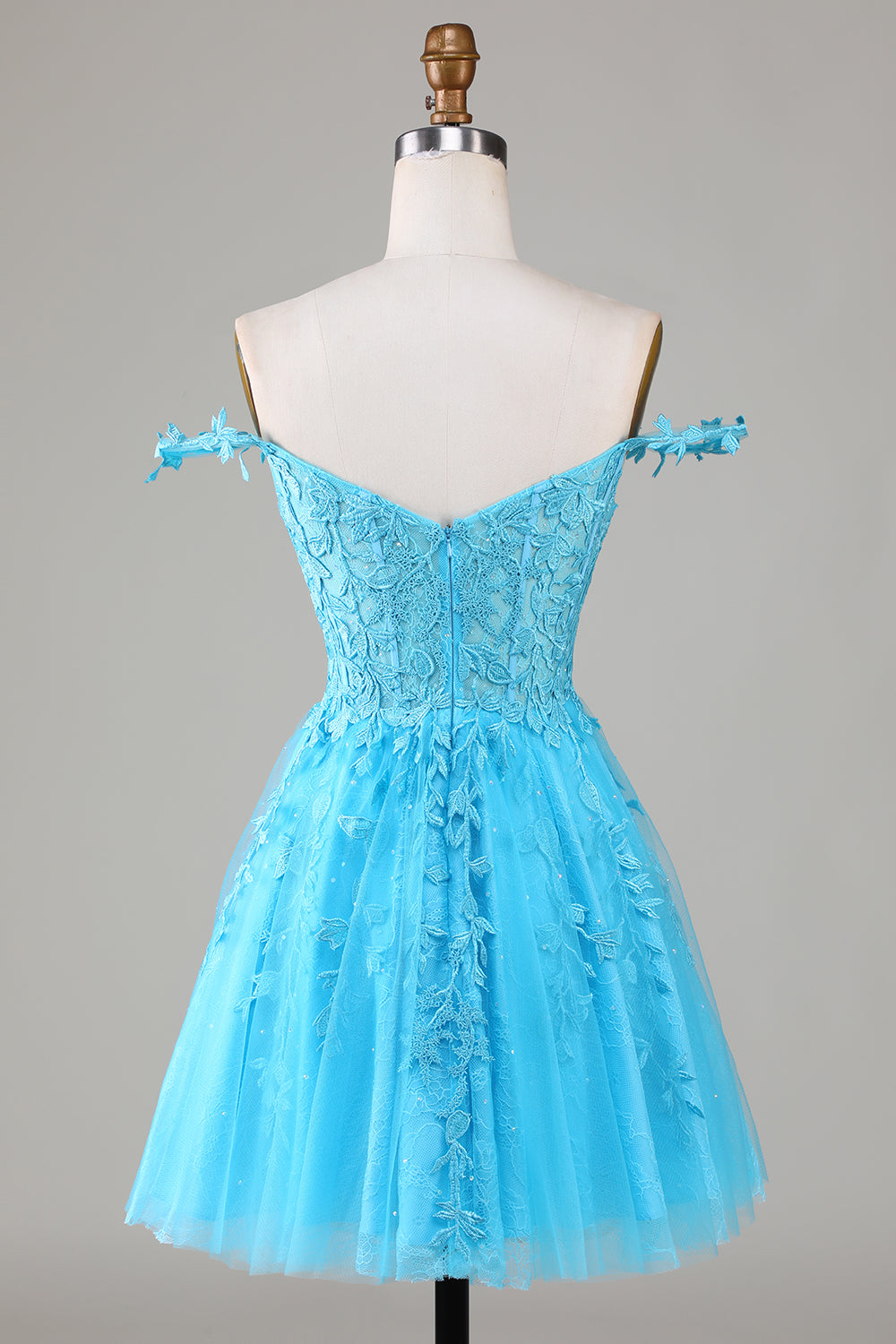 A-LINE SPAGHETTI STRAP MINT HOMECOMING DRESS WITH APPLIQUES