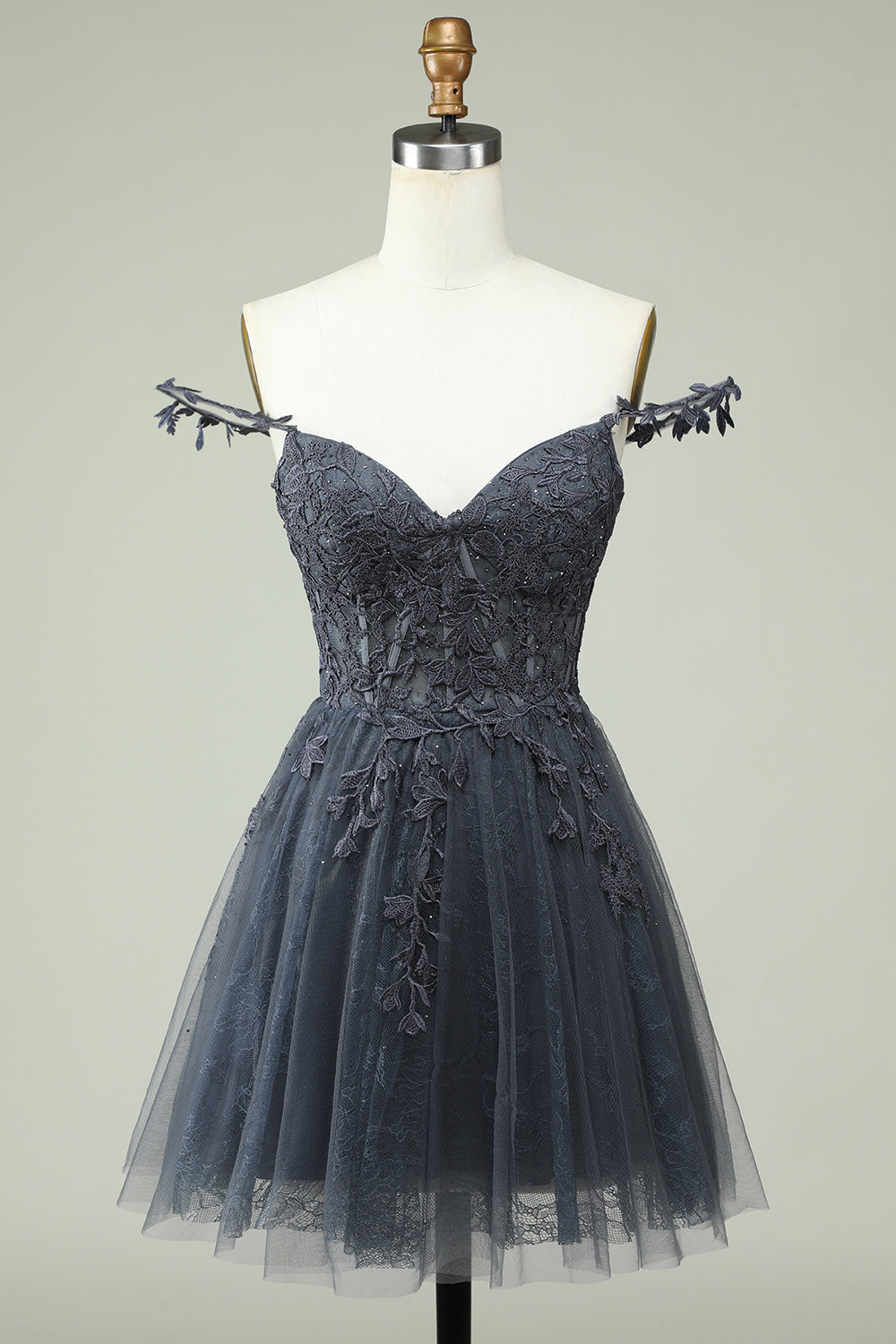 UNIQUE A-LINE MINT HOMECOMING DRESS WITH APPLIQUES