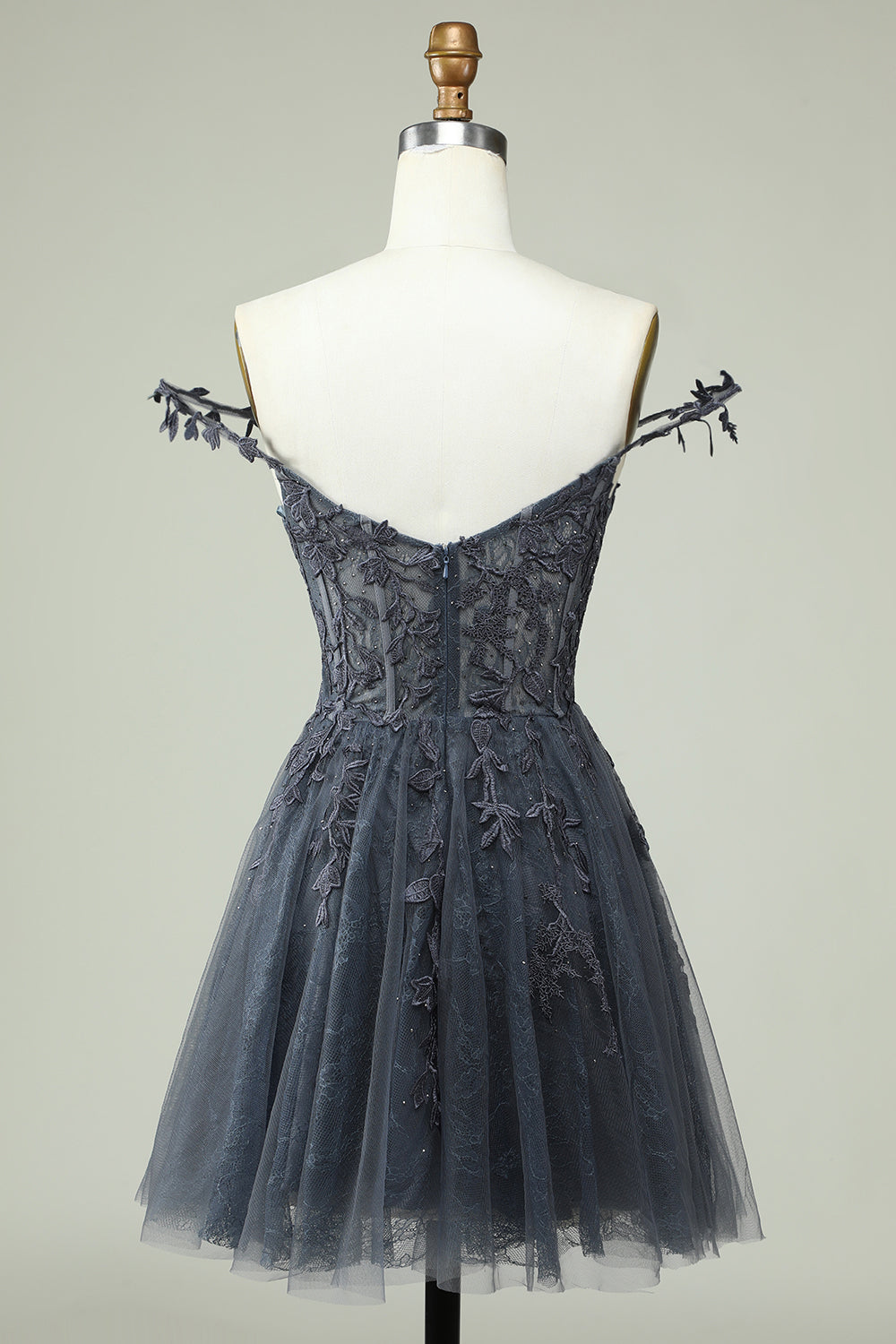 A-LINE SPAGHETTI STRAP MINT HOMECOMING DRESS WITH APPLIQUES
