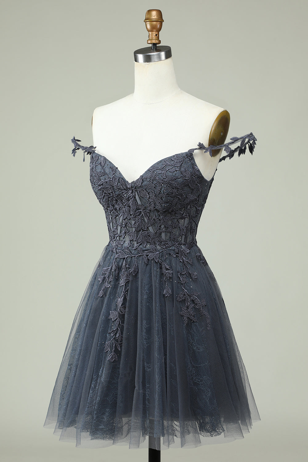 UNIQUE A-LINE MINT HOMECOMING DRESS WITH APPLIQUES