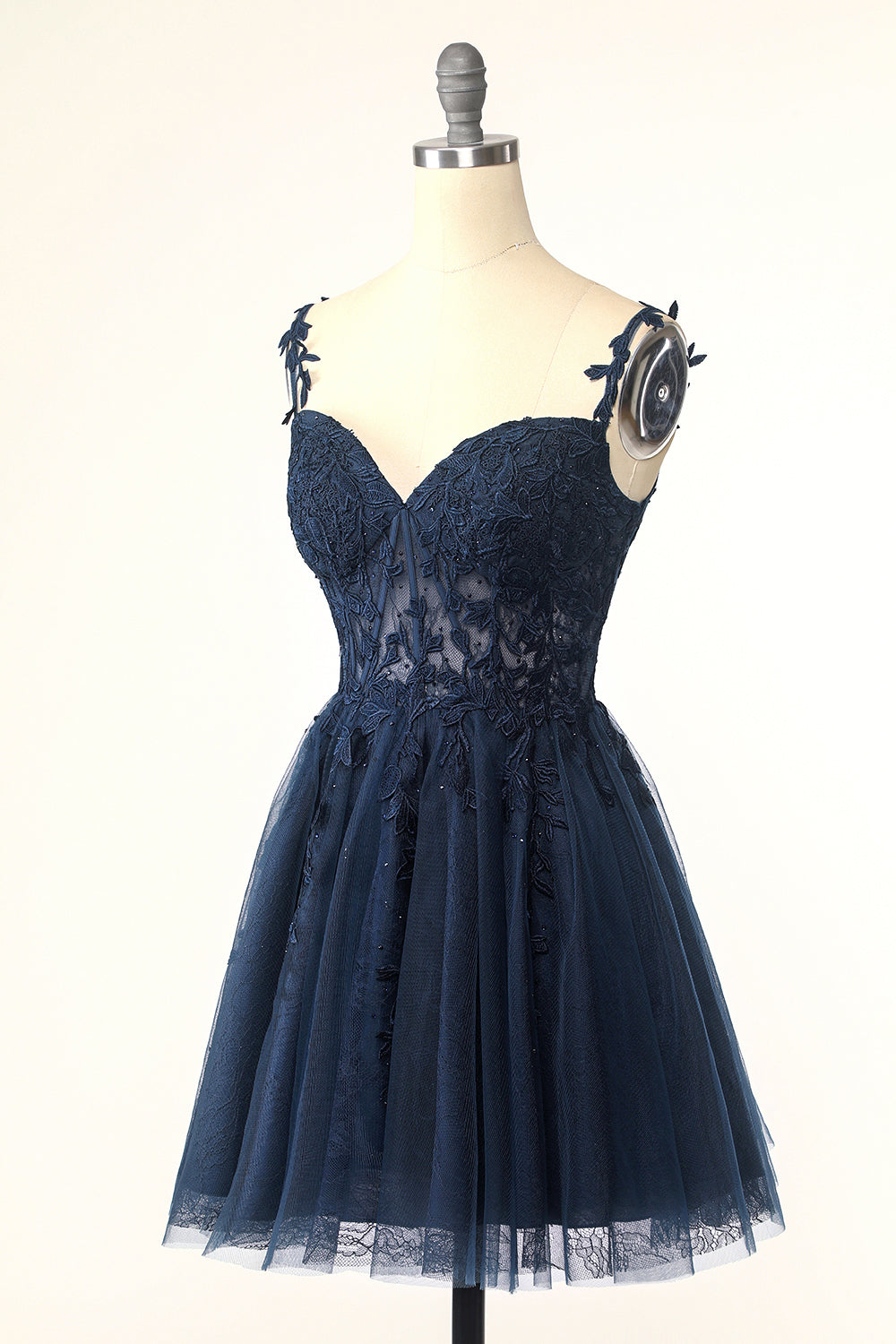 A-LINE SPAGHETTI STRAP MINT HOMECOMING DRESS WITH APPLIQUES