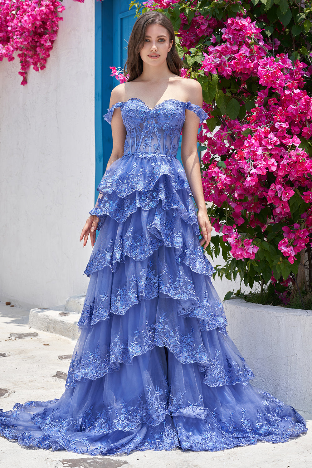 OFF SHOULDER DARK BLUE MAXI DRESS EVENING