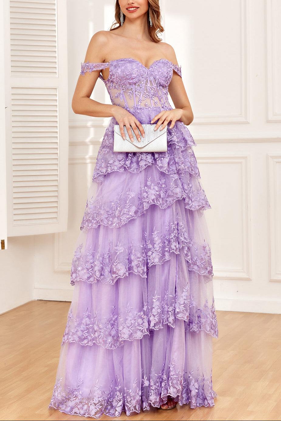YYZL397_Purple_7 OFF SHOULDER PURPLE CORSET PROM DRESS SLIT