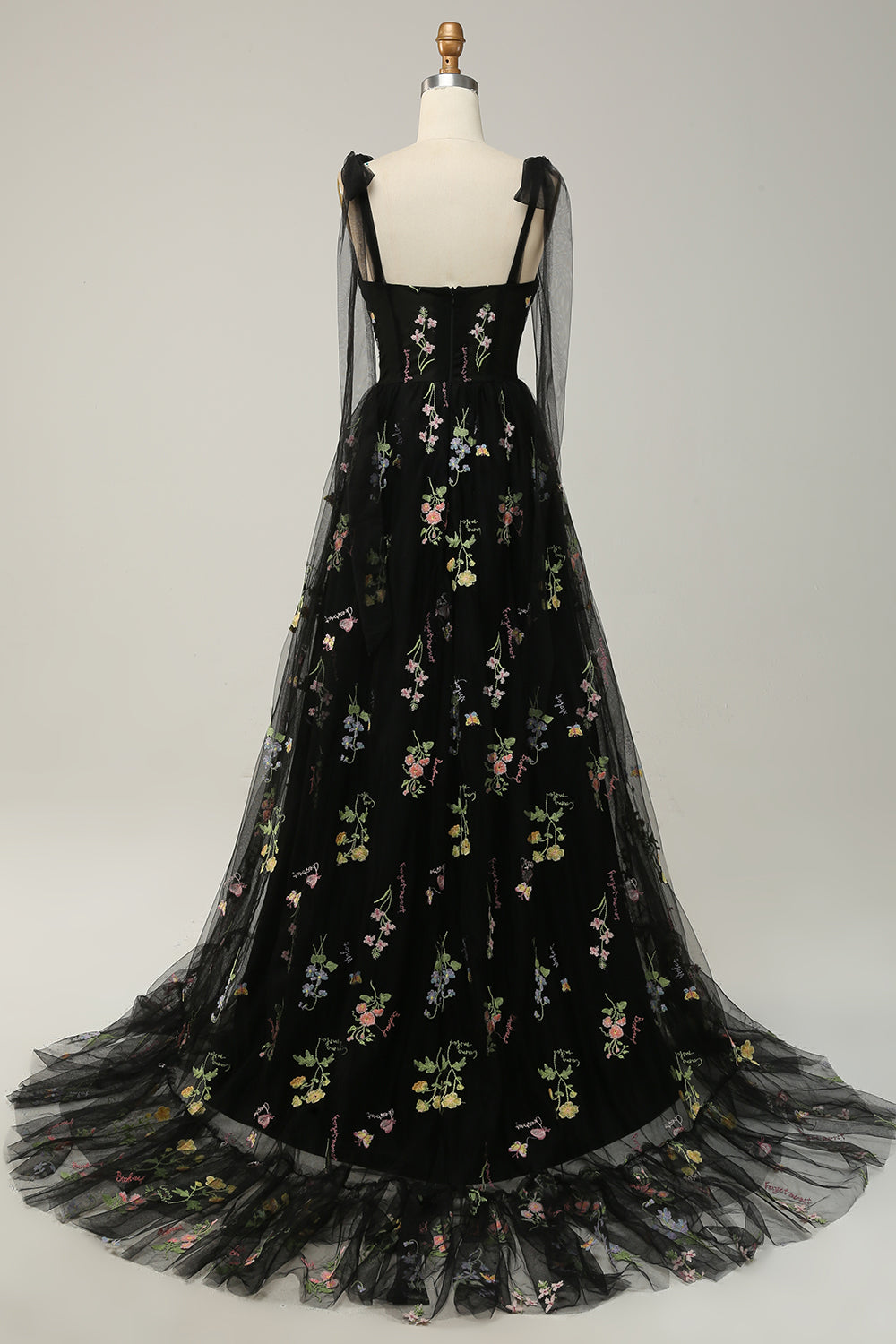 PLUS SIZE LAVENDER EMBROIDERED A-LINE CORSET PROM DRESS