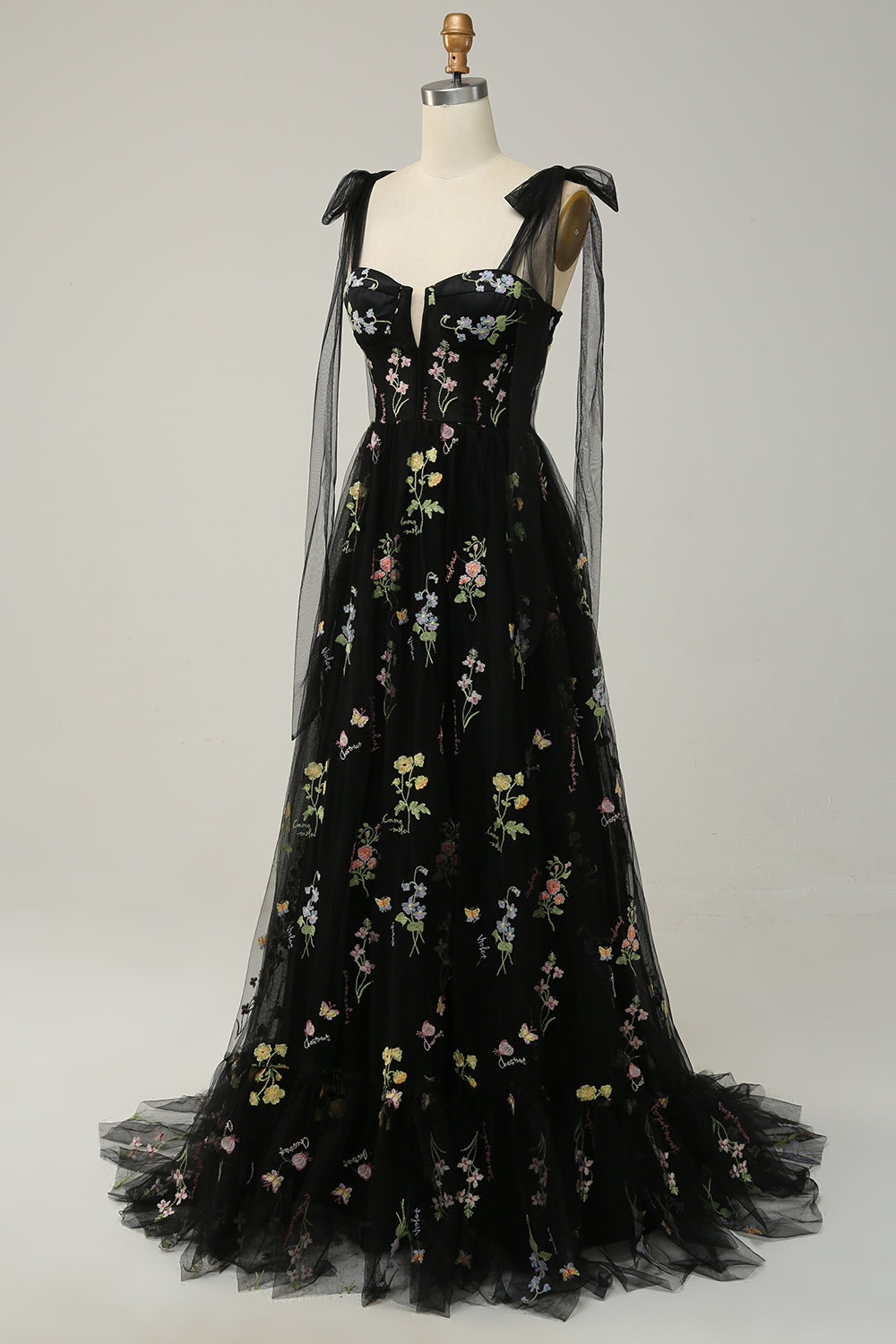 PLUS SIZE LAVENDER EMBROIDERED A-LINE CORSET PROM DRESS