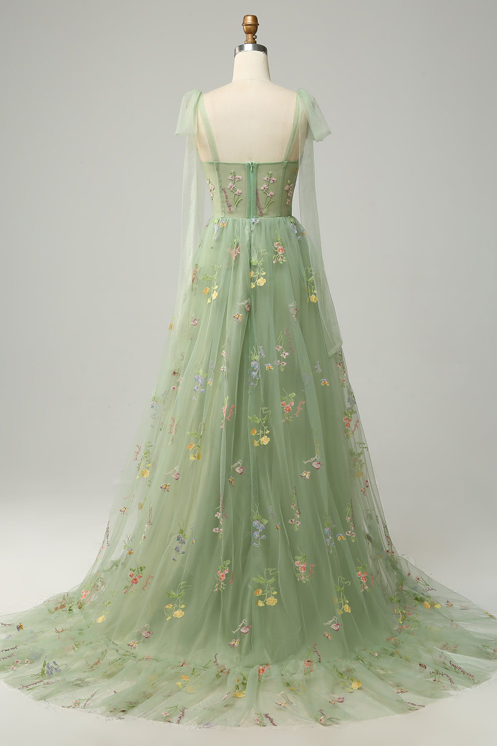 PLUS SIZE LAVENDER EMBROIDERED A-LINE CORSET PROM DRESS