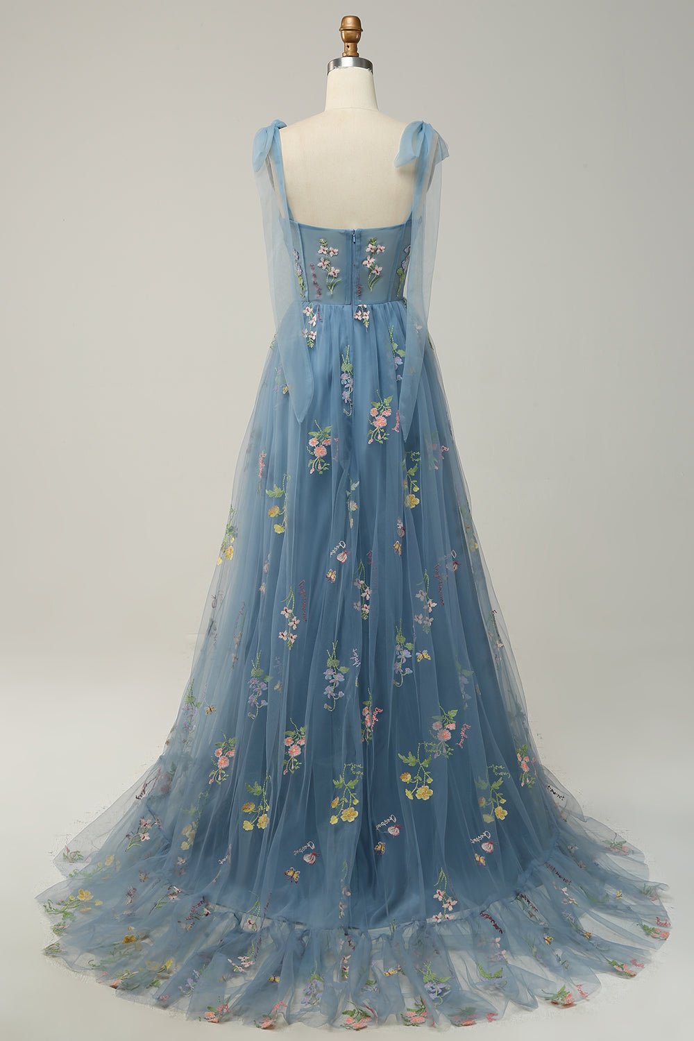 PLUS SIZE LAVENDER EMBROIDERED A-LINE CORSET PROM DRESS