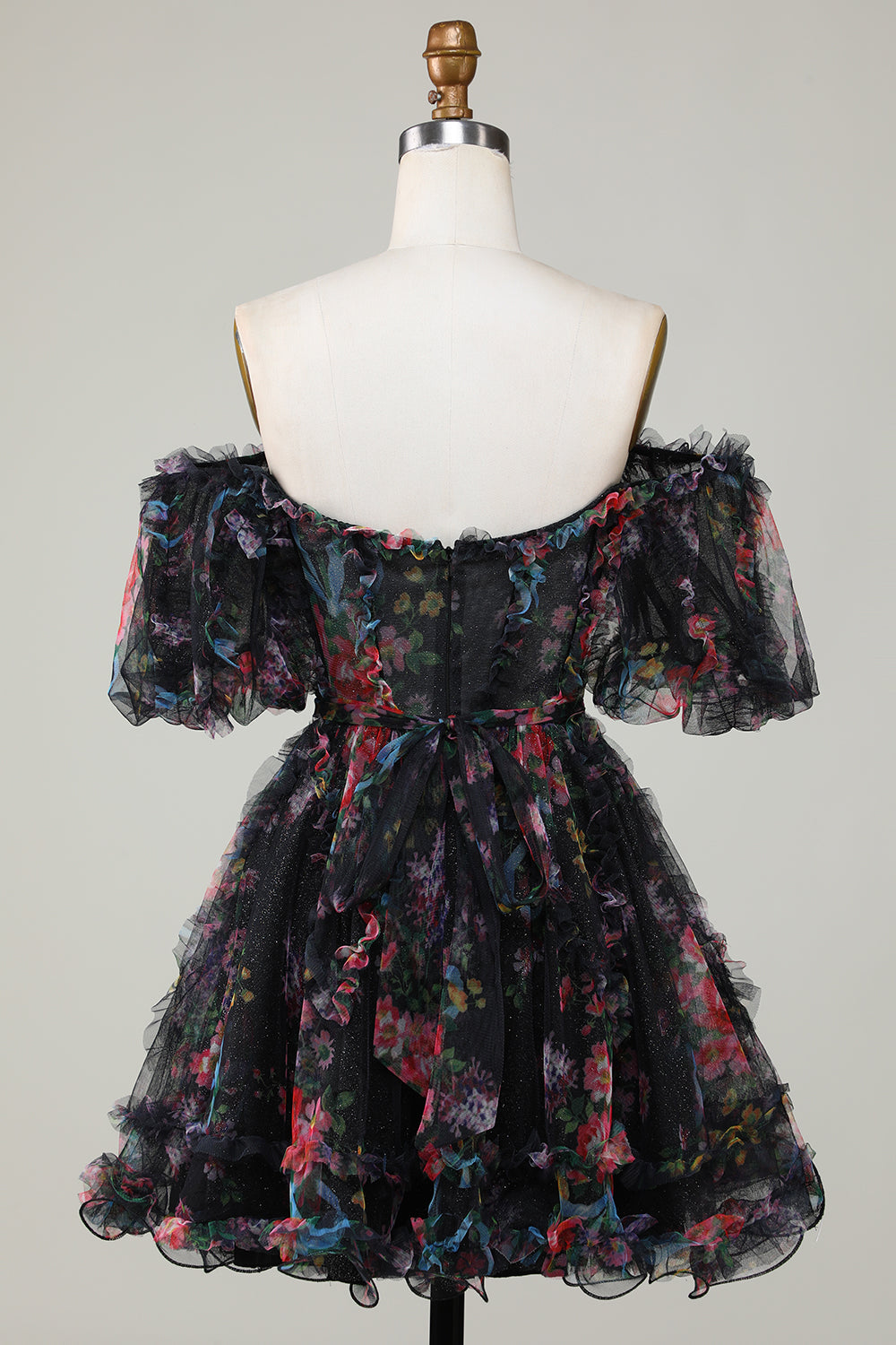 A-LINE OFF-SHOULDER FUCHSIA TULLE SHORT HOMECOMING DRESS