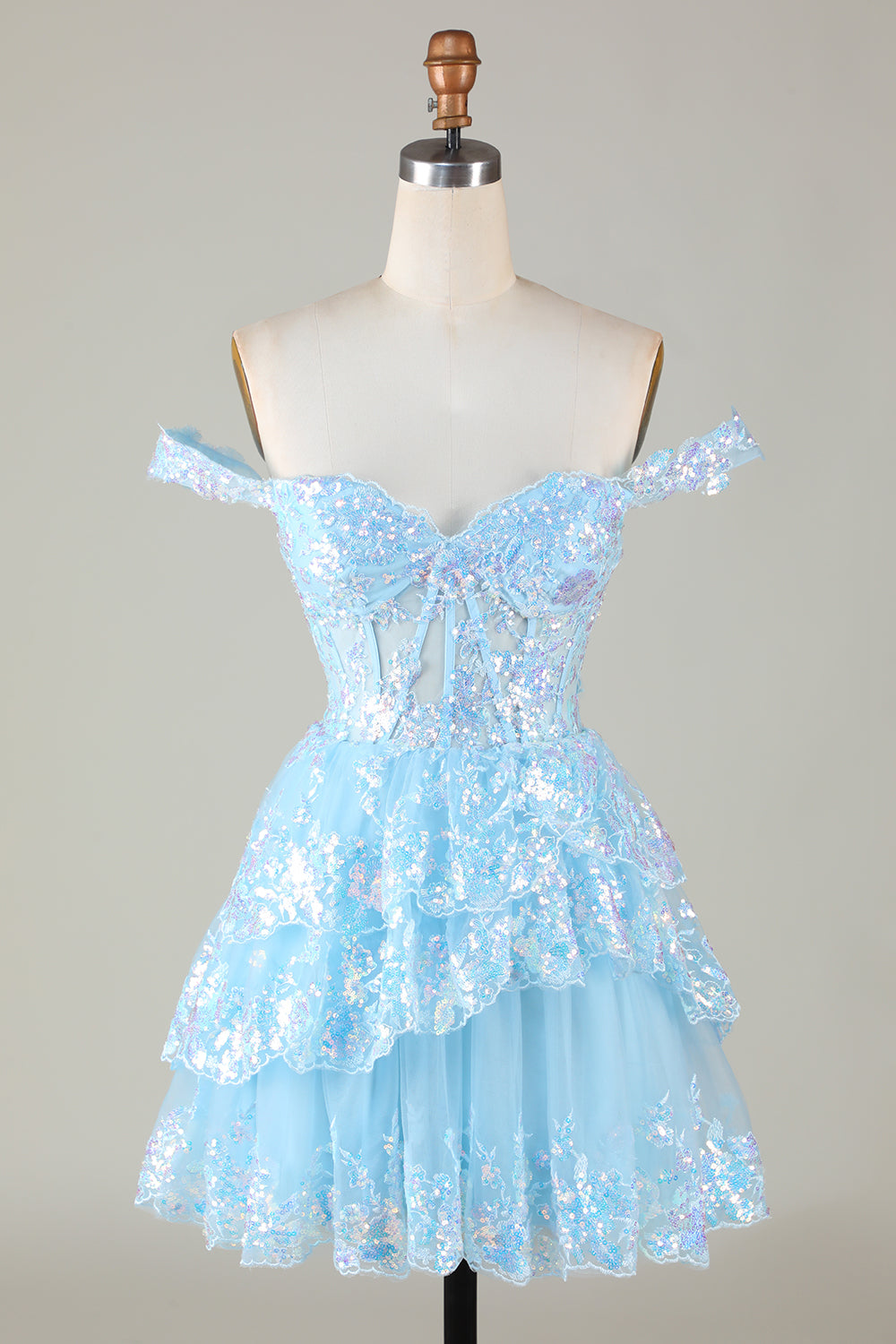 SHIMMERY GOLD CORSET LACE A-LINE HOMECOMING DRESS