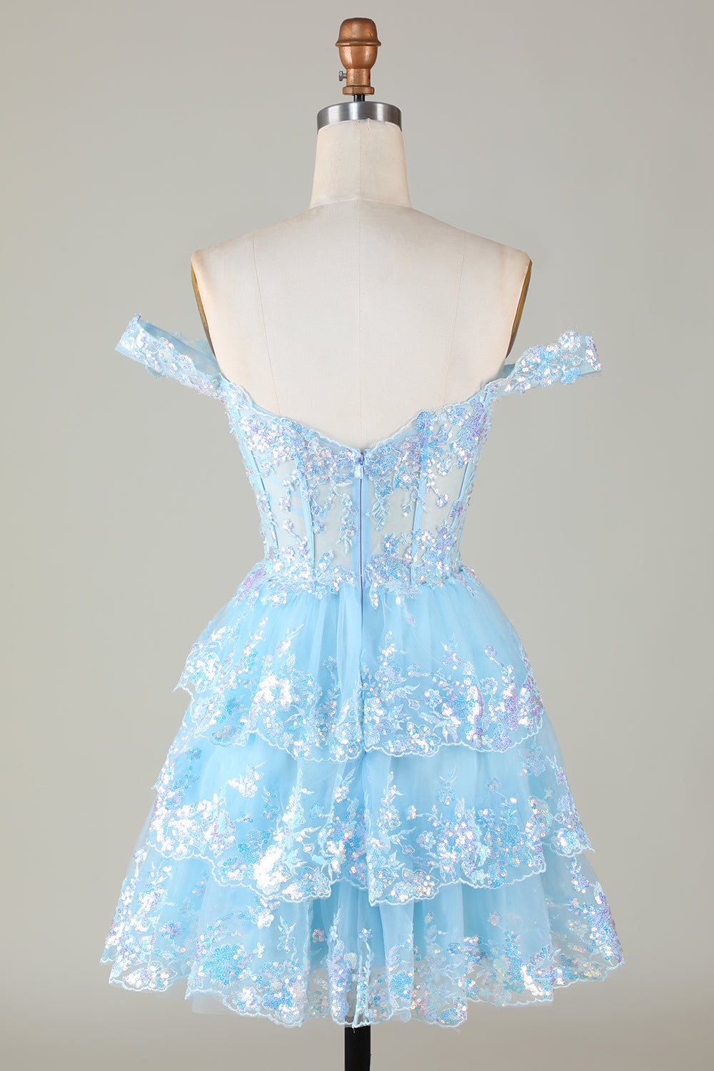 SHIMMERY GOLD CORSET LACE A-LINE HOMECOMING DRESS