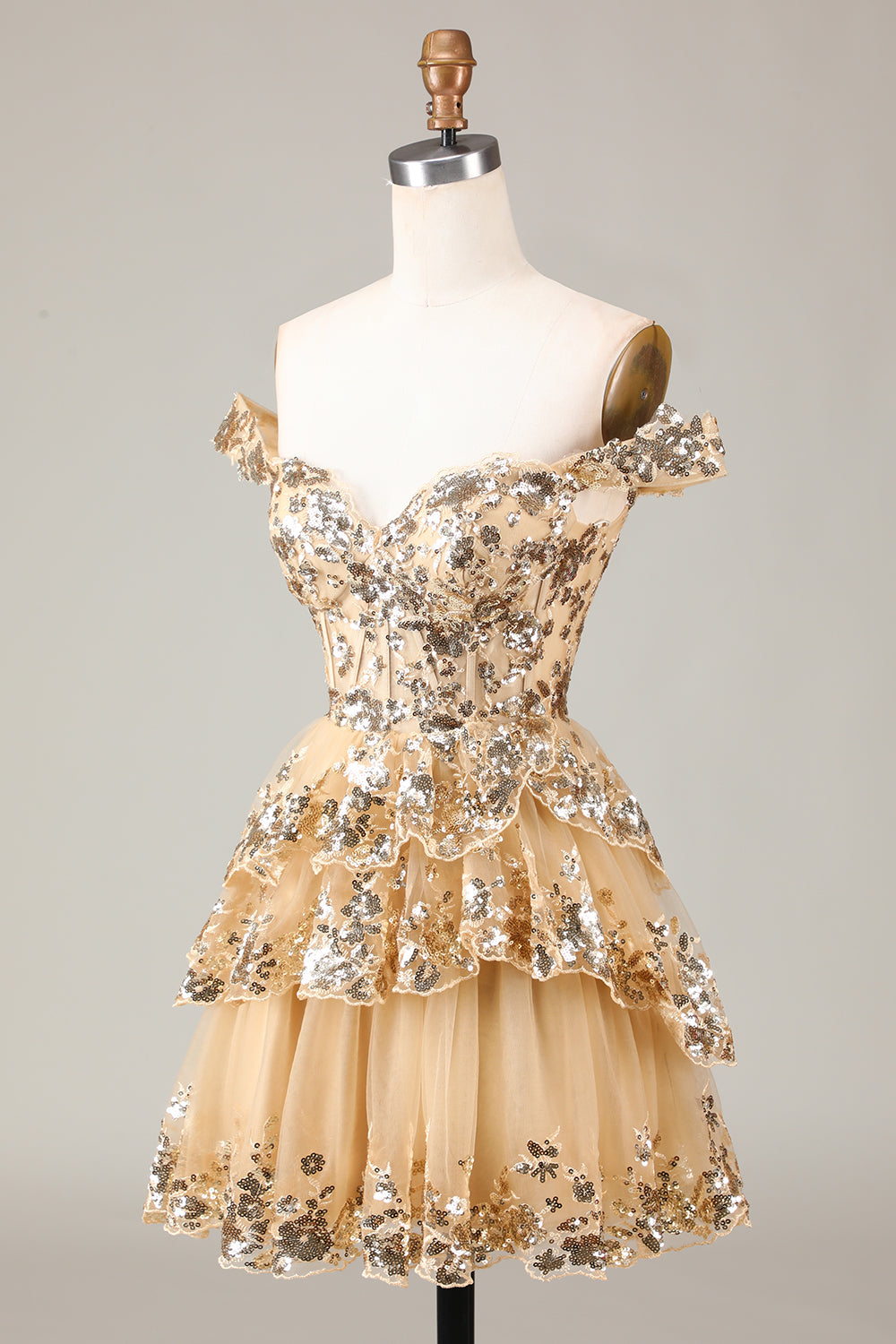 SPARKLY BLUE CORSET A-LINE LACE SHORT HOMECOMING DRESS