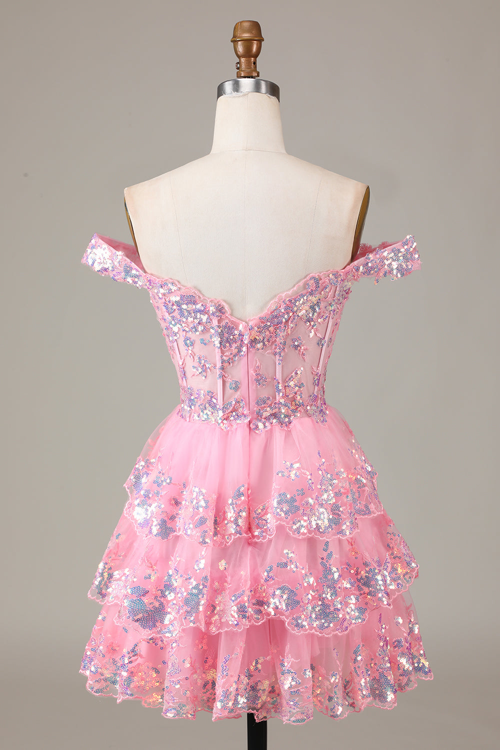 SPARKLY BLUE CORSET A-LINE LACE SHORT HOMECOMING DRESS