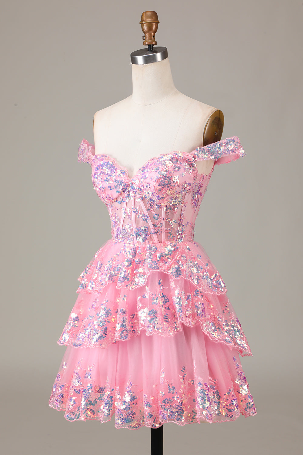 SHIMMERY GOLD CORSET LACE A-LINE HOMECOMING DRESS
