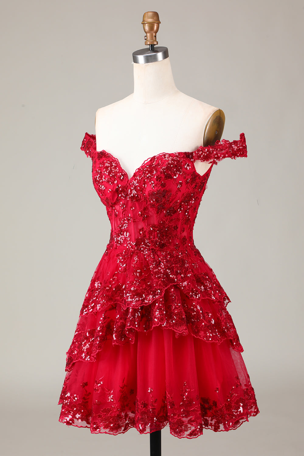 SPARKLY BLUE CORSET A-LINE LACE SHORT HOMECOMING DRESS