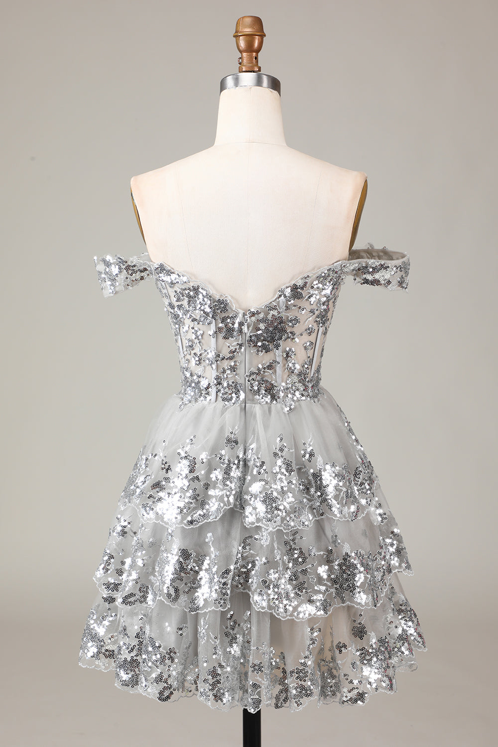 SPARKLY BLUE CORSET A-LINE LACE SHORT HOMECOMING DRESS
