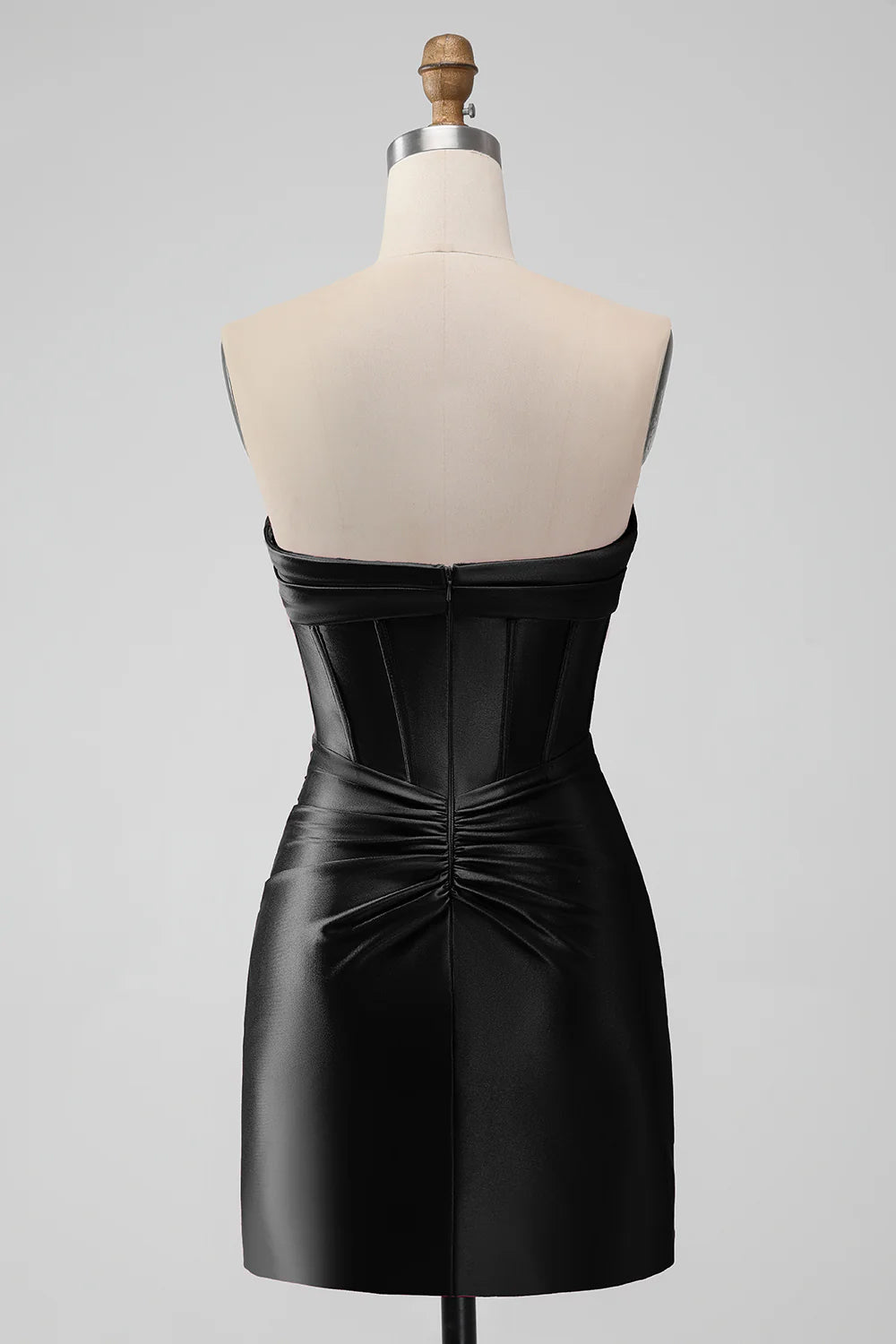SATIN FUCHSIA STRAPLESS HOLLOW BODYCON HOMECOMING DRESS