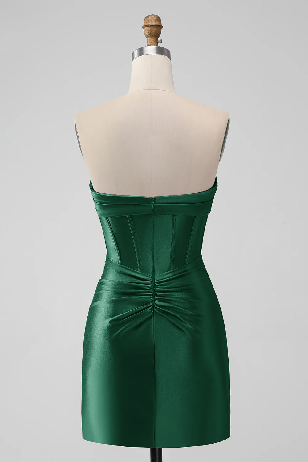 SATIN FUCHSIA STRAPLESS HOLLOW BODYCON HOMECOMING DRESS