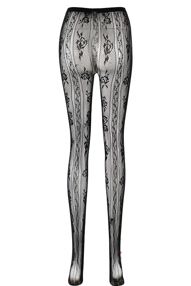 YARA BOWKNOT FISHNET STOCKINGS - BLACK