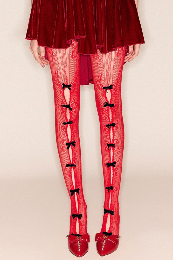 YaraBowknotFishnetStockings_1 RED BOWKNOT FISHNET STOCKINGS, DATE NIGHT