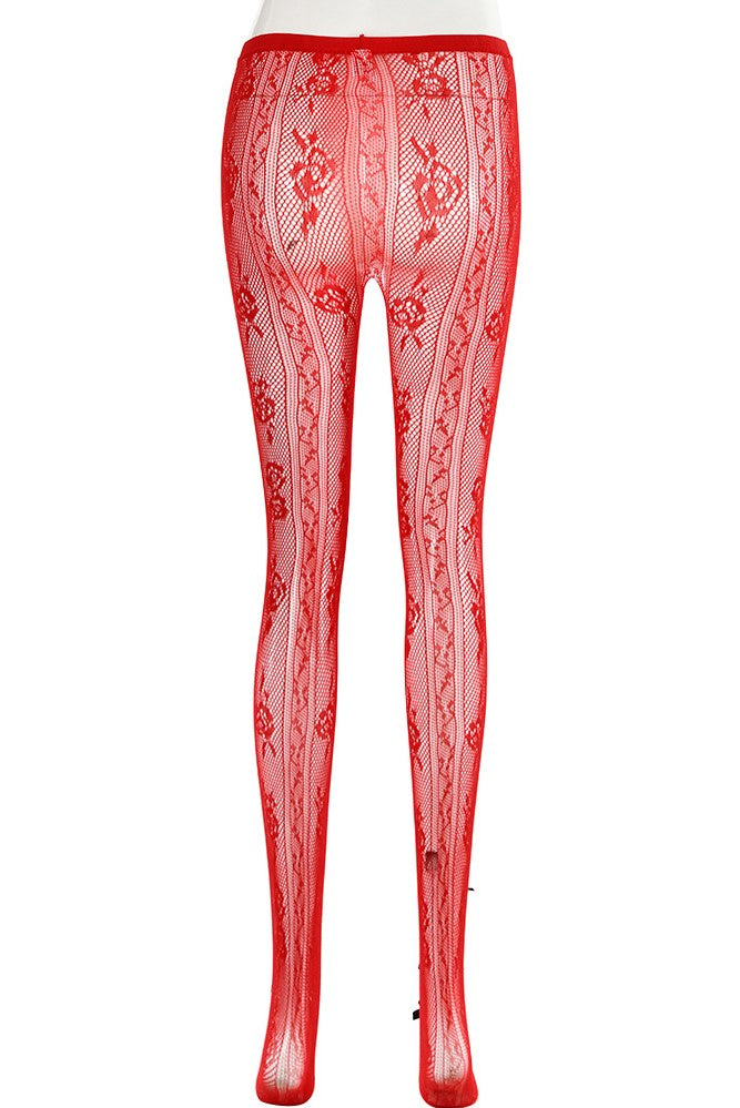 RED BOWKNOT FISHNET STOCKINGS, DATE NIGHT