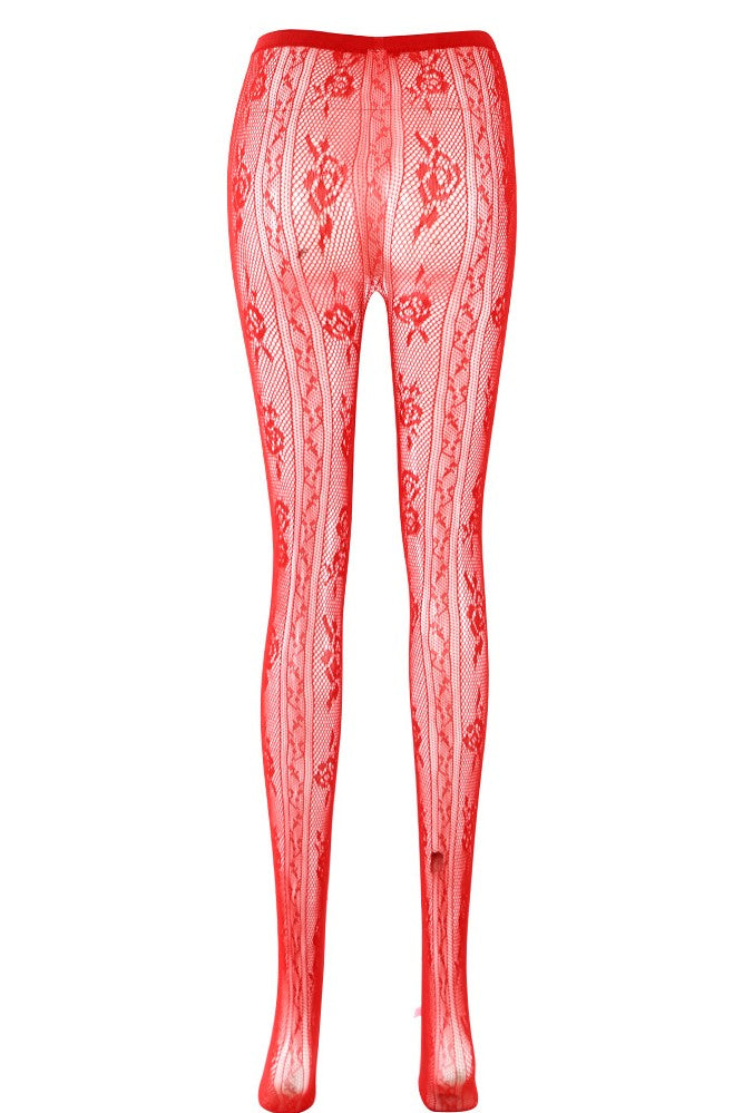 RED BOWKNOT FISHNET STOCKINGS - DATE NIGHT
